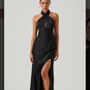 Astr Marissa Silk Halter Dress